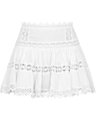 Charo Ruiz Greta Lace-trim Cotton Mini Skirt, Mini Skirt, - White