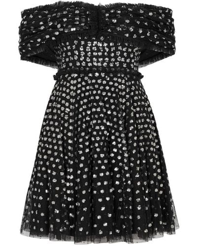 Needle & Thread Grace Sequin-embellished Tulle Mini Dress - Black