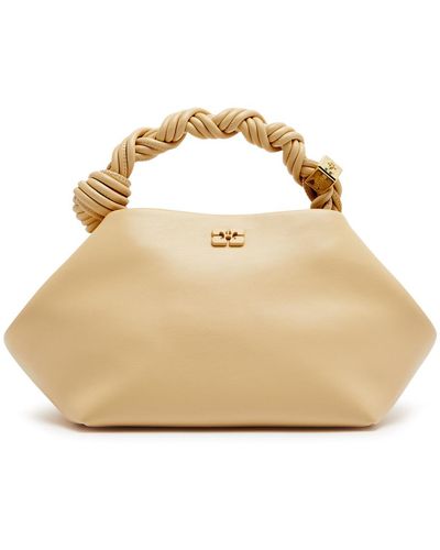 Ganni Bou Small Leather Top Handle Bag - Natural