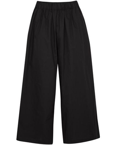 Foemina Tilly Cropped Wide-Leg Cotton Trousers - Blue
