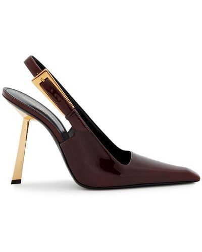 Saint Laurent Graham 110 Patent Leather Slingback Court Shoes - Brown