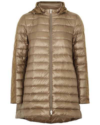 Herno Hooded Quilted Shell Coat - Brown