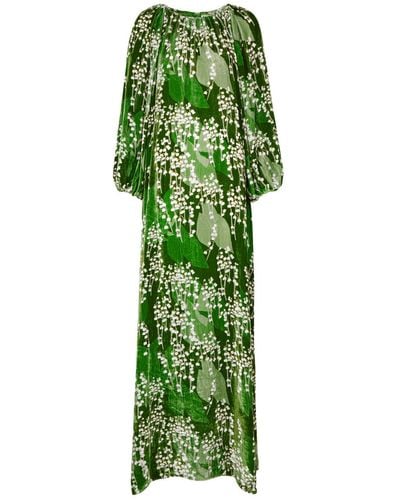 BERNADETTE Georgina Floral-print Velvet Maxi Dress - Green