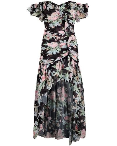 Needle & Thread Paradise Garden Floral-Print Chiffon Dress - Black