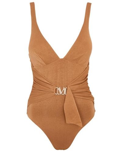 Max Mara Cassiopea Metallic Swimsuit - Brown