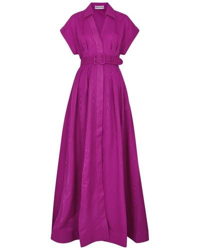 Rebecca Vallance Cynthia Belted Taffeta Gown - Purple