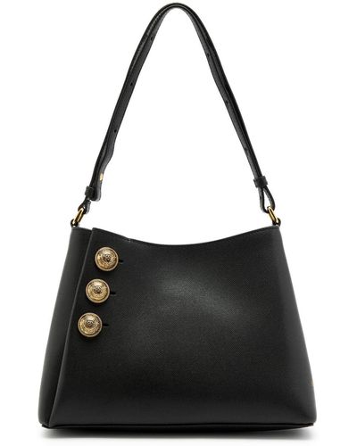 Balmain Emblème Leather Shoulder Bag - Black