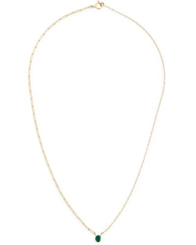 Yvonne Léon Collier Solitaire Emerald 18kt Gold Necklace - White