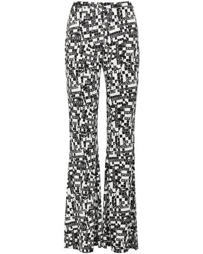 Diane von Furstenberg Brooklyn Printed Flared Jersey Trousers - White