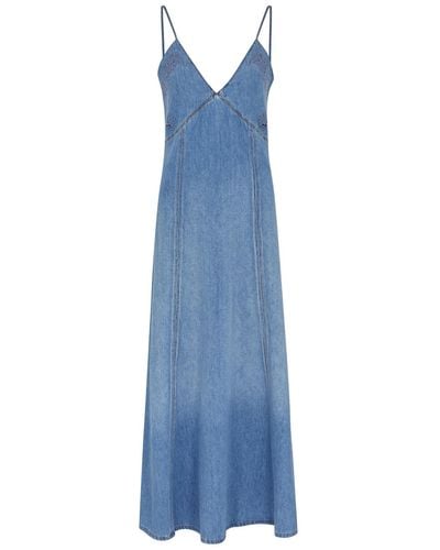 Chloé Embroidered Cut-Out Maxi Dress - Blue