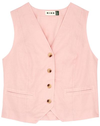 RIXO London Norah Linen-Blend Waistcoat - Pink