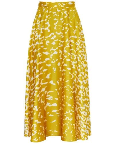 ROKSANDA Ameera Printed Silk-satin Midi Skirt - Yellow
