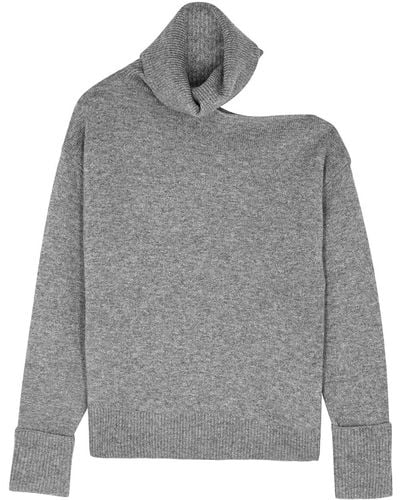 PAIGE Raundi Cut-Out Wool-Blend Sweater - Gray