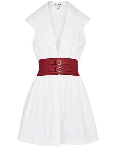 Alaïa Alaïa Hooded Cotton Mini Dress - White