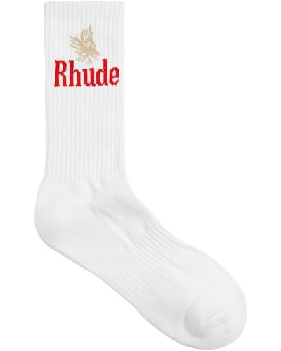 Rhude Eagles Logo Cotton-blend Socks - White