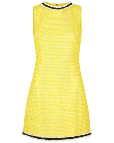 Alice + Olivia Coley Bouclé Tweed Mini Dress - Yellow