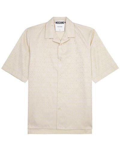Moschino Logo-jacquard Cotton Shirt - White