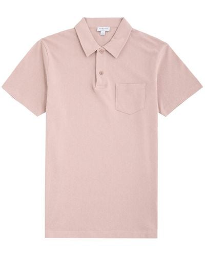 Sunspel Riviera Cotton-Mesh Polo Shirt - Pink