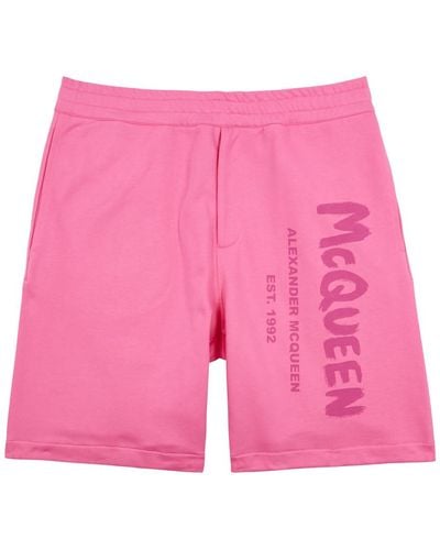 Alexander McQueen Logo-print Cotton Shorts - Pink