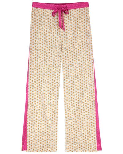 Jessica Russell Flint Stars Printed Stretch-silk Pyjama Trousers - Natural