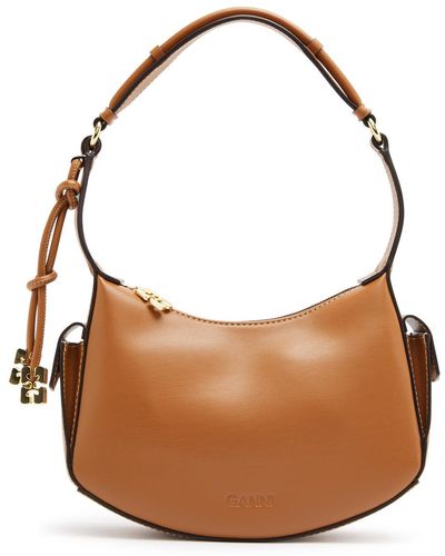 Ganni Leather Shoulder Bag - Brown
