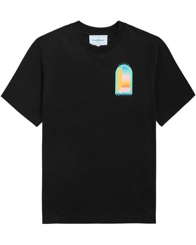 Casablancabrand L'Arc Colore Printed Cotton T-Shirt - Black