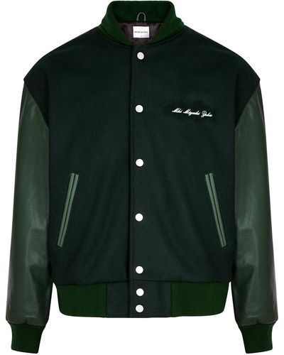 MKI Miyuki-Zoku Wool-blend And Leather Varsity Jacket - Green