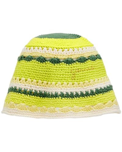 Ganni Crochet Cotton Bucket Hat - Yellow