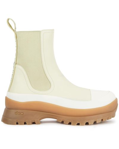 Stella McCartney Trace 40 Cream Faux Leather Chelsea Boots - Natural