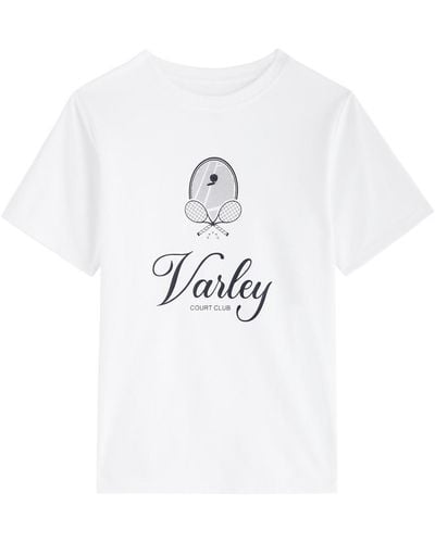 Varley Coventry Logo-Print Stretch-Cotton T-Shirt - White