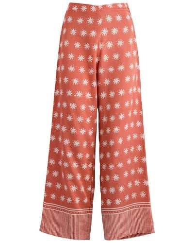 Cloe Cassandro Coco Printed Satin Trousers - Red