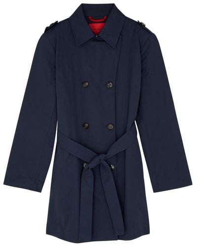 MAX&Co. Kids Double-Breasted Cotton-Blend Trench Coat - Blue