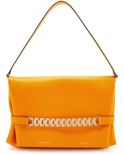 Victoria Beckham Chain Leather Clutch - Orange