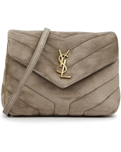 Saint Laurent Loulou Toy Quilted Suede Cross-body Bag, Cross-body Bag - Gray