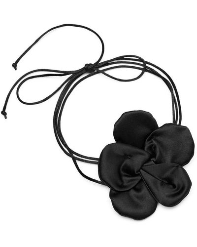 Soriano Van Gaever Saga Flower Satin Neck Tie - Black
