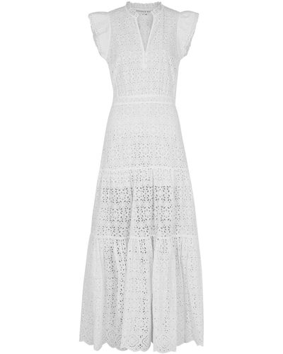 Veronica Beard Satori White Broderie Anglaise Cotton Maxi Dress