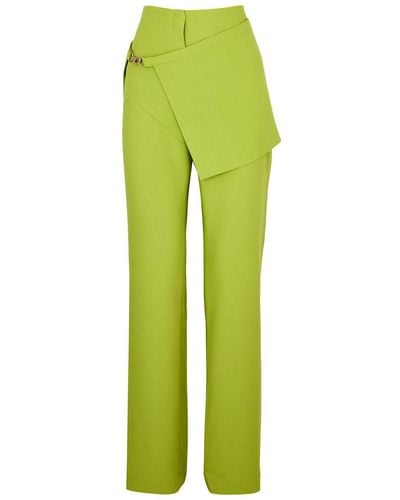 Paris Georgia Basics Apron Layered Slim-leg Trousers - Green