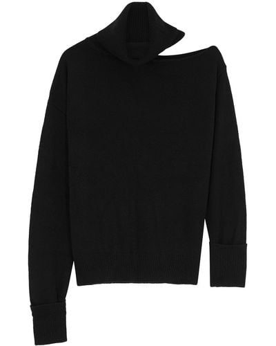 PAIGE Raundi Cut-Out Wool-Blend Sweater - Black