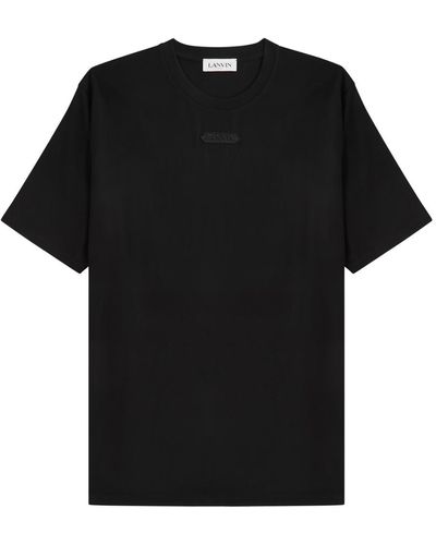 Lanvin Logo-Embroidered Cotton T-Shirt - Black