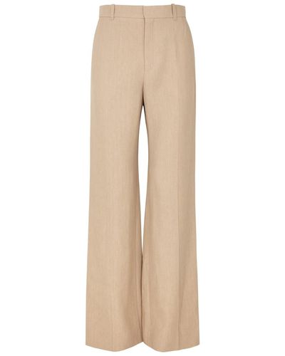 Chloé Flared Linen Trousers - Natural