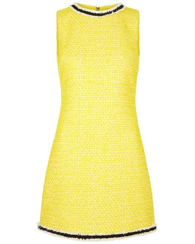 Alice + Olivia Coley Bouclé Tweed Mini Dress - Yellow