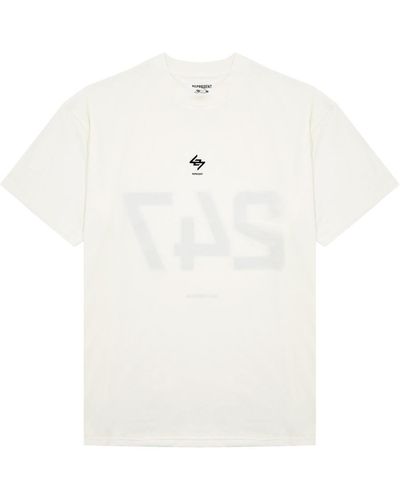 Represent 247 Logo-Print Stretch-Jersey T-Shirt - White