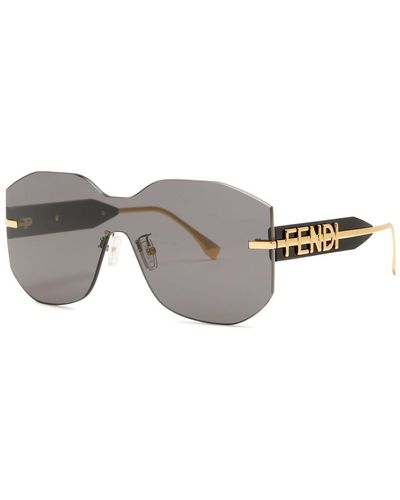 Fendi Graphy Rimless Oversized Sunglasses - Grey