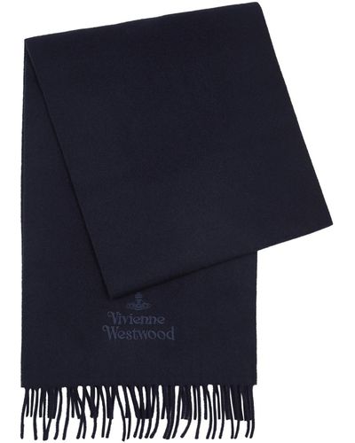 Vivienne Westwood Logo-Embroidered Wool Scarf - Blue