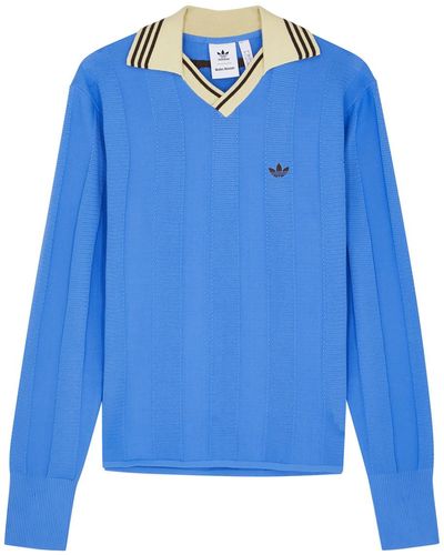 adidas X Wales Bonner Knitted Polo Sweater - Blue
