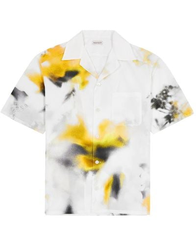 Alexander McQueen Obscured Printed Cotton Shirt - White