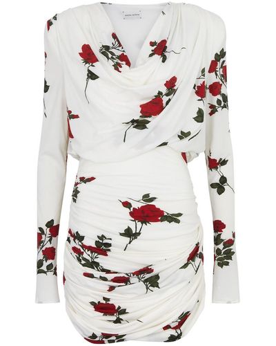 Magda Butrym Floral-Print Draped Stretch-Jersey Mini Dress - White