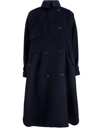 Stella McCartney Double-Breasted Wool Trench Coat - Blue