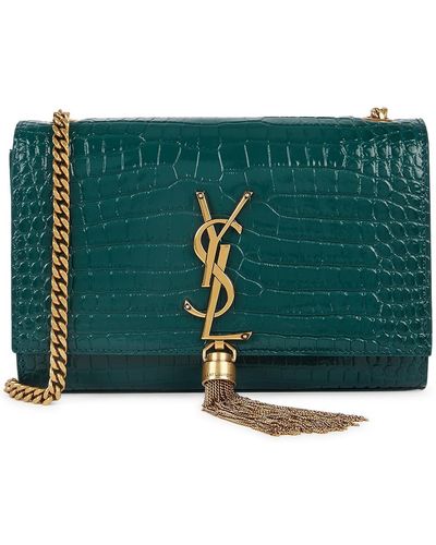 Saint Laurent Kate Teal Crocodile-effect Leather Shoulder Bag - Green