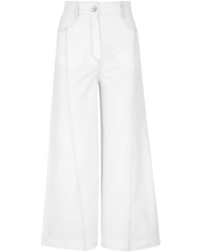 Max Mara Foster Cropped Stretch-Cotton Trousers - White